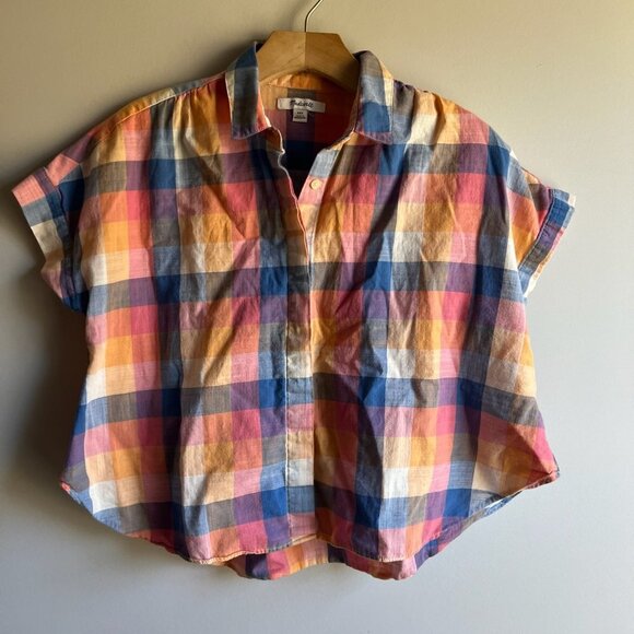LAST CHANCE Madewell Hilltop Shirt in Rainbow Check Size XXS - Picture 2 of 9